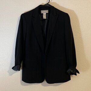 Vintage Silk Black Blazer Liz Claiborne 6P